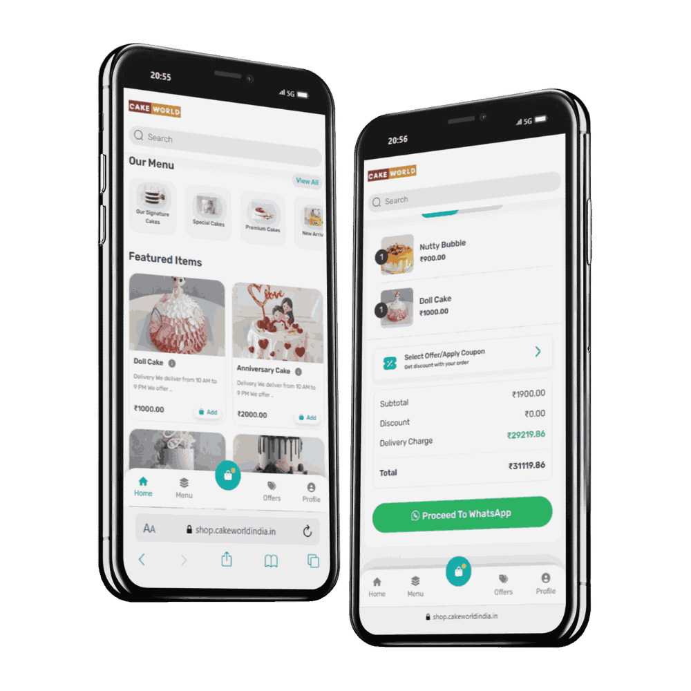 Scheduling takeaway on Cake World WhatsApp, best bakery in Kazhakuttam, Kerala.